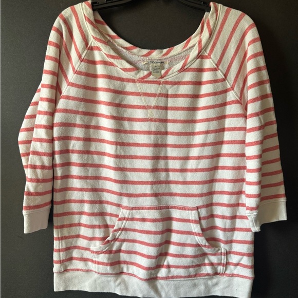 Lucky Brand Sweaters - Lucky Brand White and Coral Striped Scoop Neck Sweater